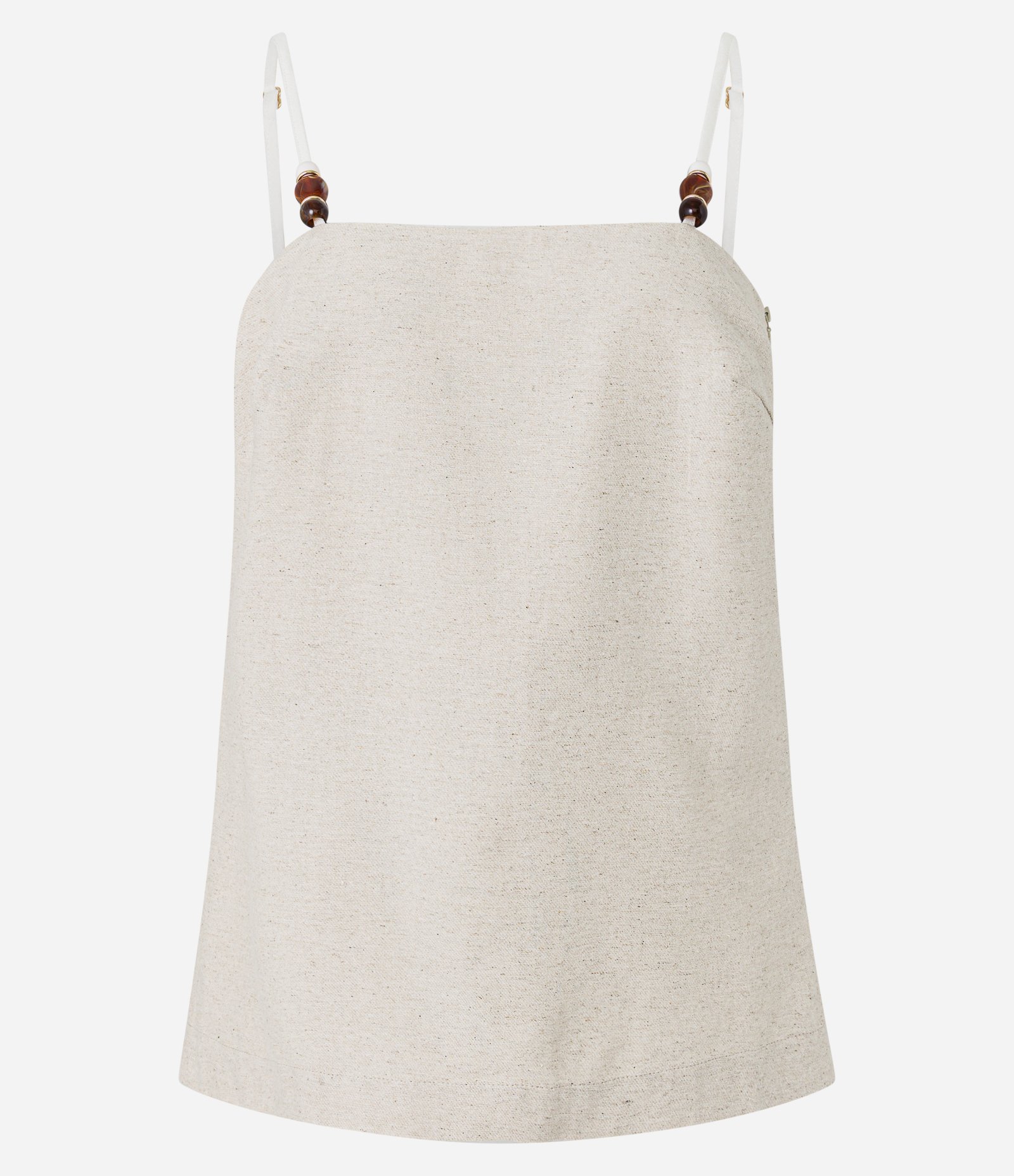 Blusa em Viscolinho com Miçanga na Alça Regulável Bege 6