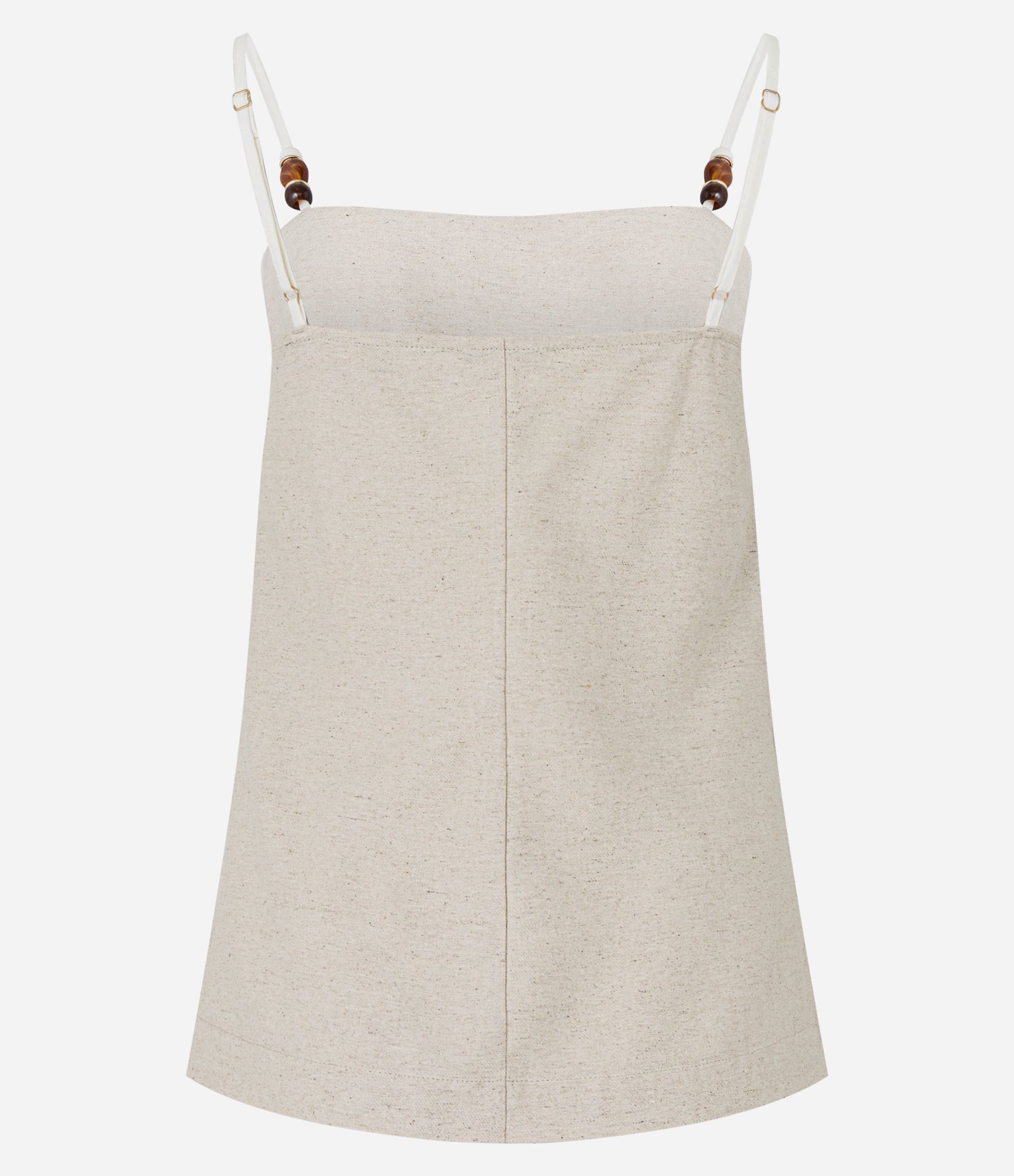 Blusa em Viscolinho com Miçanga na Alça Regulável Bege 7