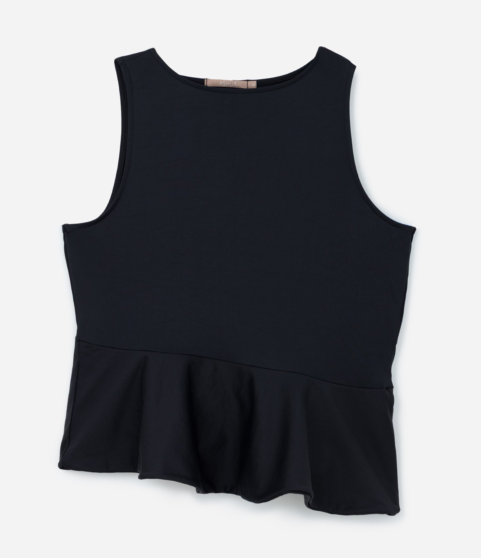 Blusa Peplum Sem Manga em Poliamida Curve & Plus Size Preto 6