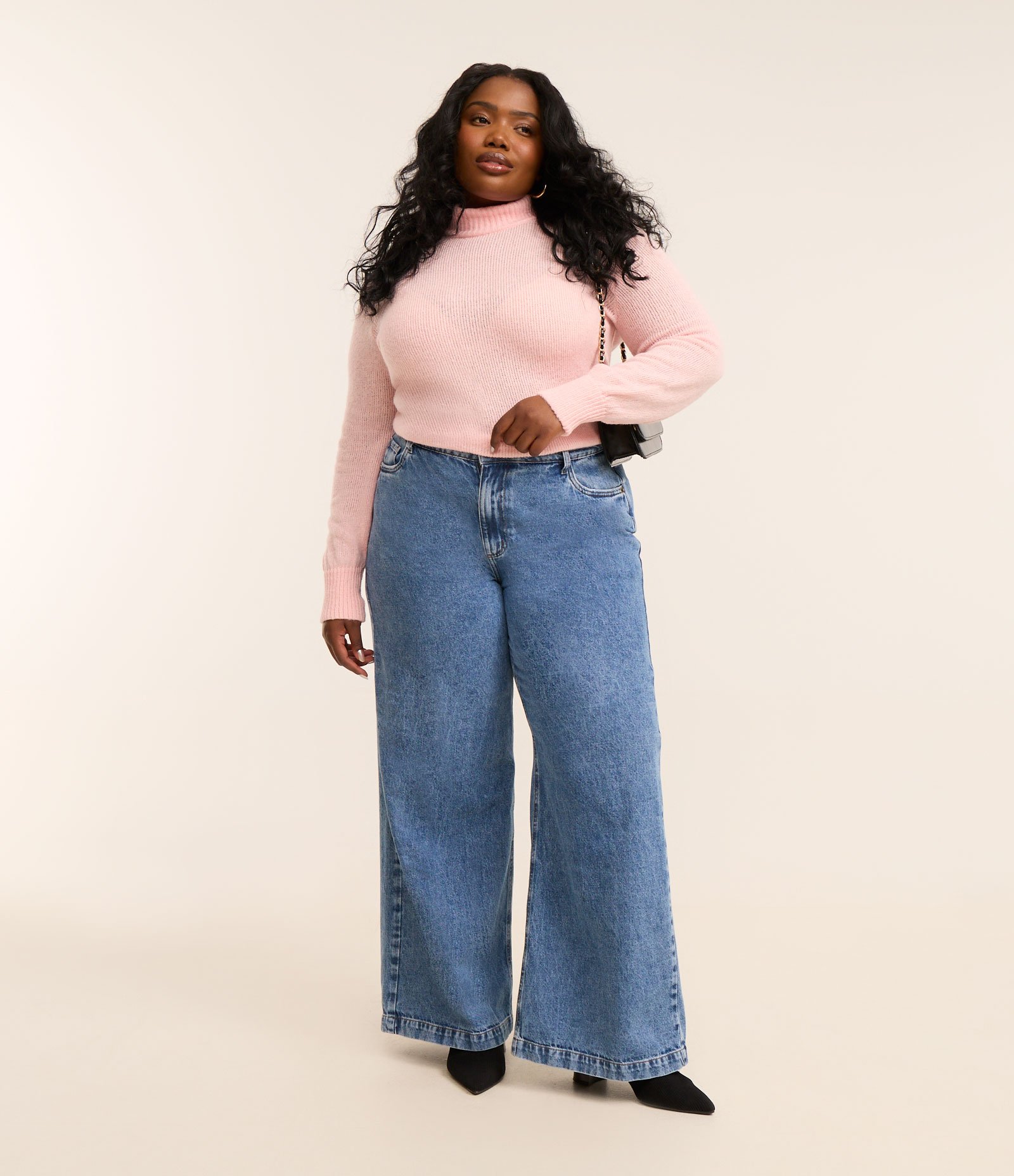 Calça Wide Leg em Jeans Curve & Plus Size Azul 1