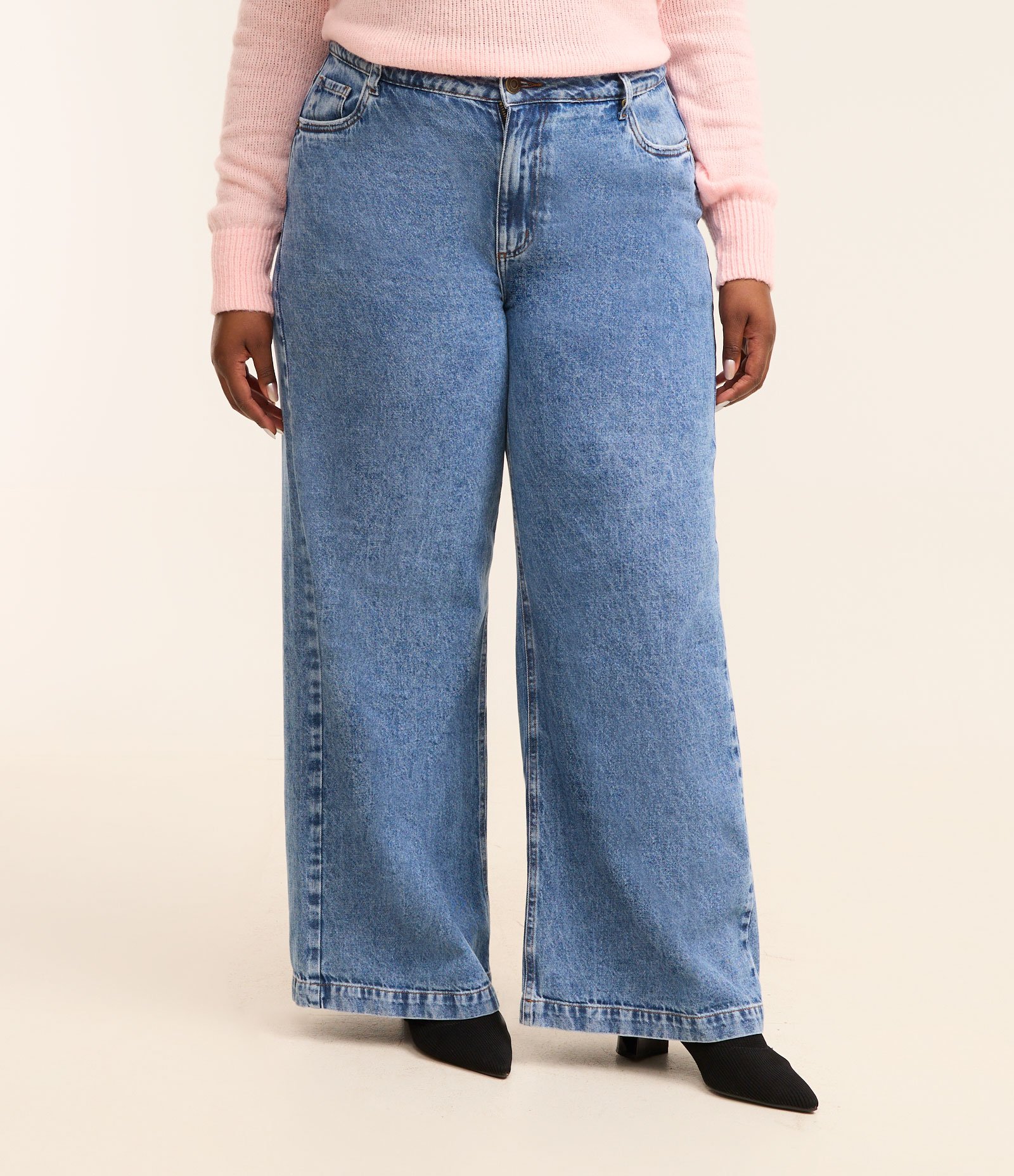 Calça Wide Leg em Jeans Curve & Plus Size Azul 2