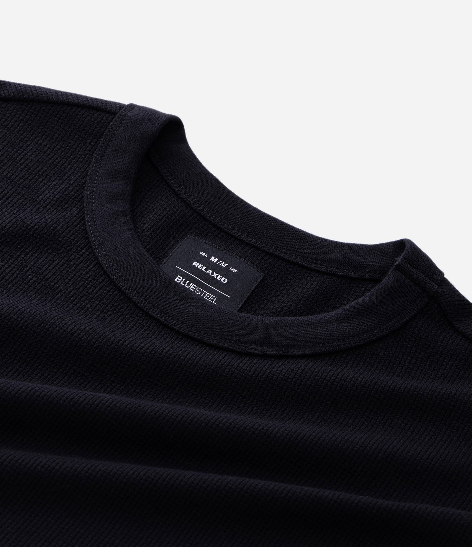 Camiseta Relaxed em Algodão com Textura de Mini Waffle Preto 8