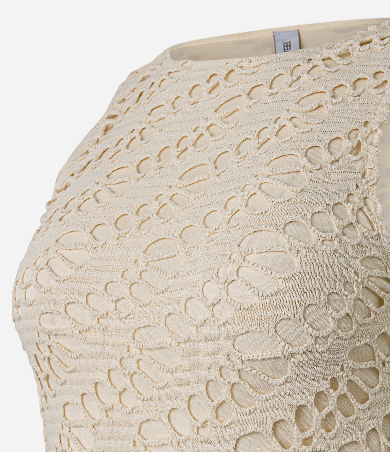 Vestido Midi sem Manga com Textura Bege 7