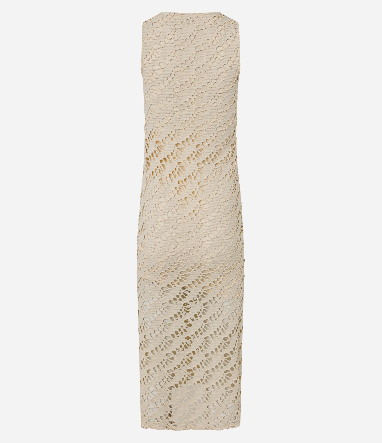 Vestido Midi sem Manga com Textura Bege 8