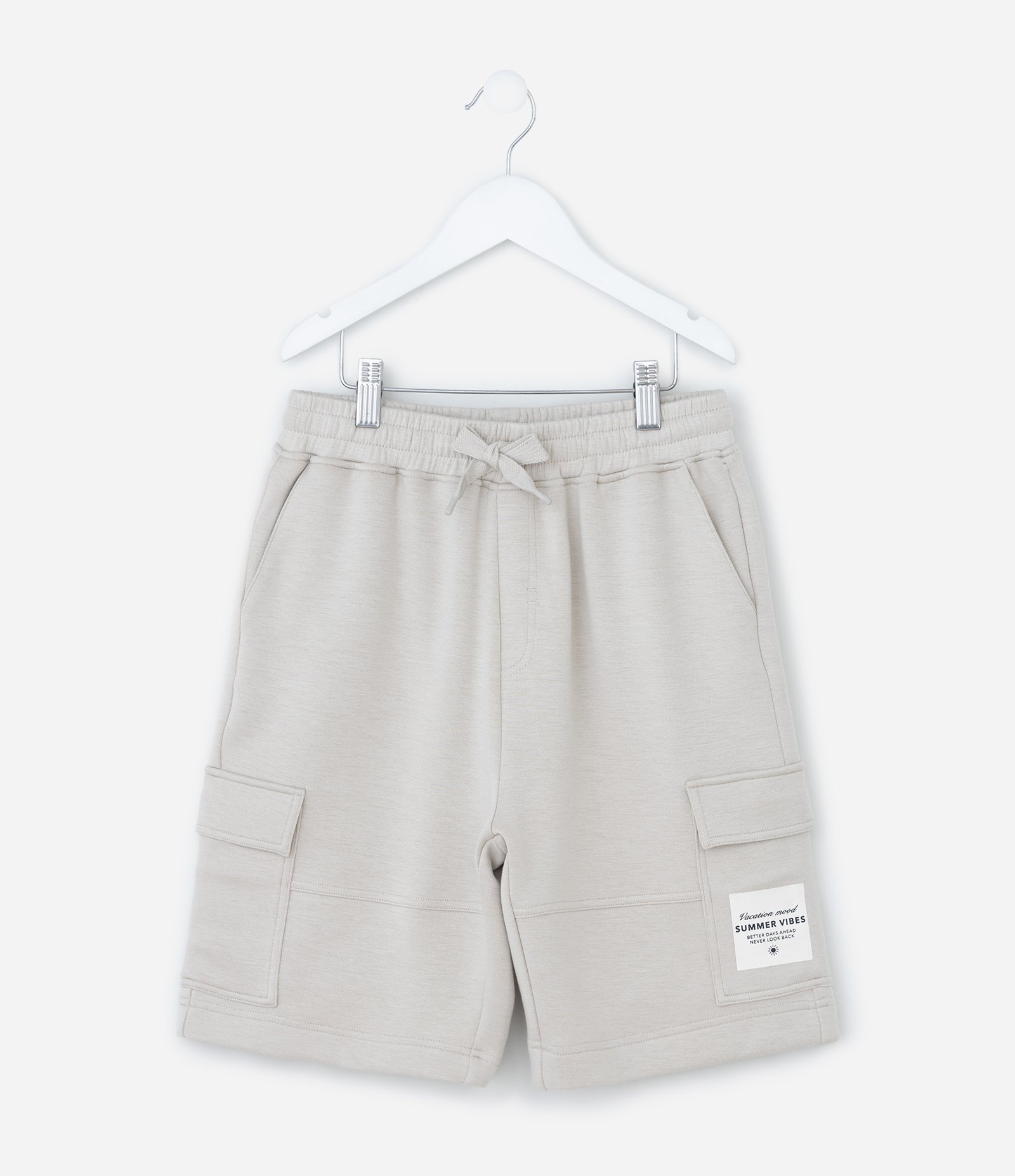 Bermuda Infantil em Moletom com Bolso Cargo - Tam 5 a 14 Anos Cinza 1