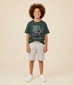 Bermuda Infantil em Moletom com Bolso Cargo - Tam 5 a 14 Anos