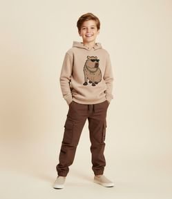 Blusão Infantil em Chenille com Estampa de Capiva - Tam 5 a 14 Anos