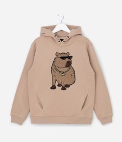 Blusão Infantil em Chenille com Estampa de Capiva - Tam 5 a 14 Anos