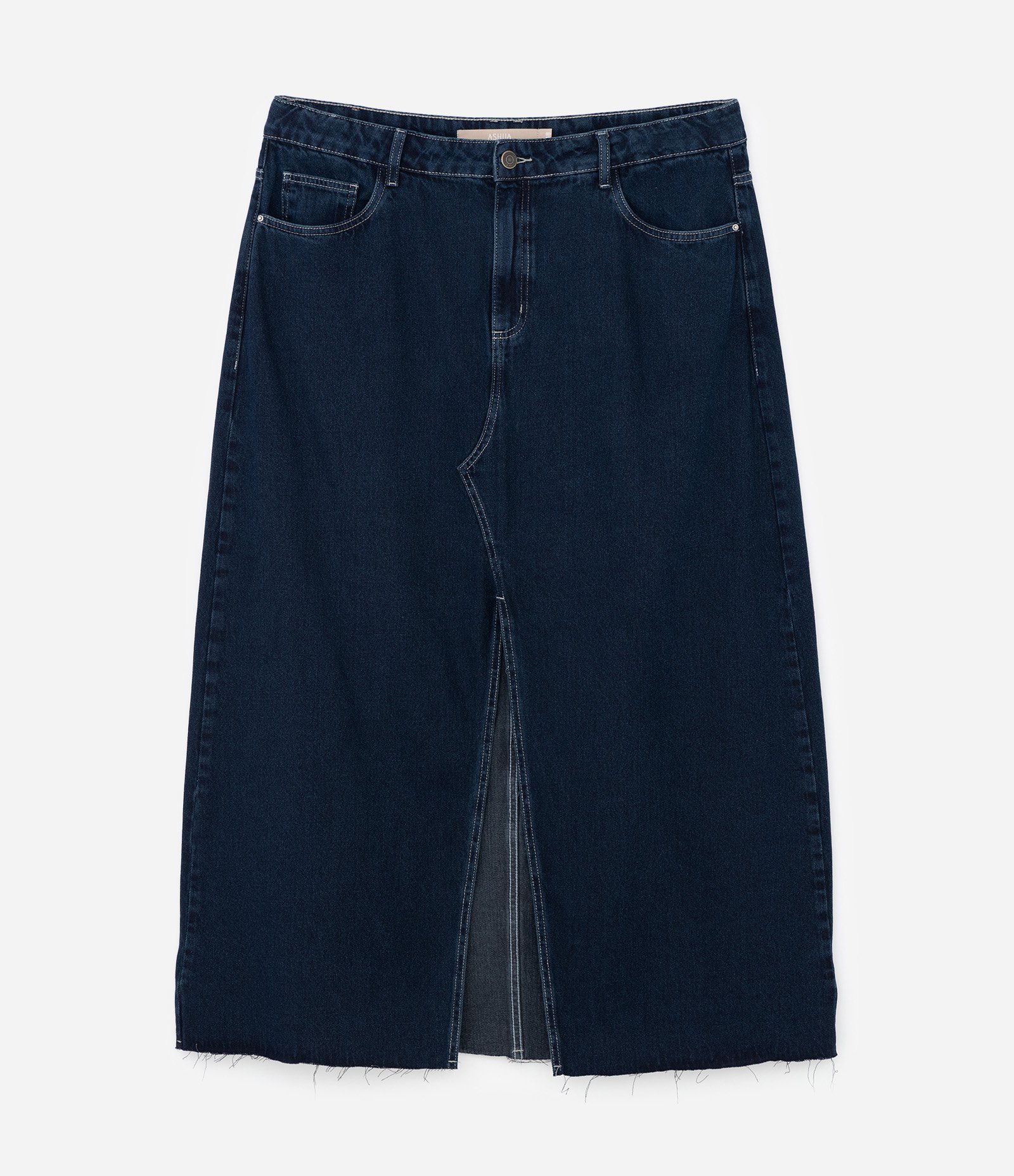 Saia Midi em Jeans com Fenda Curve & Plus Size Azul 6
