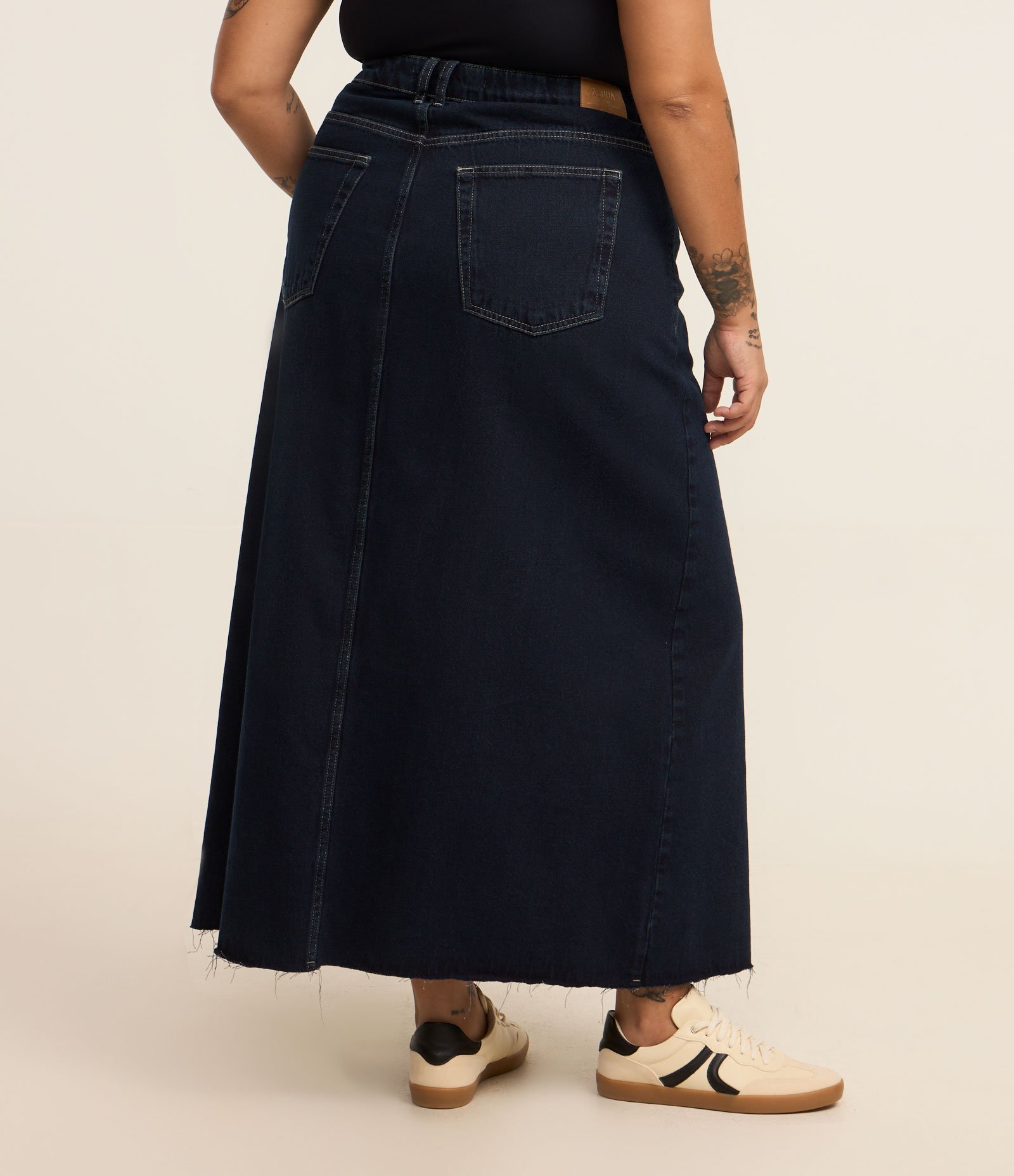 Saia Midi em Jeans com Fenda Curve & Plus Size Azul 3