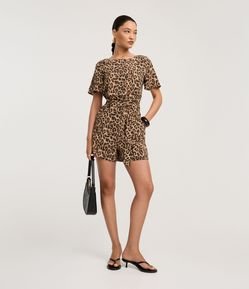 Macaquinho em Airflow com Amarração e Estampa Onça