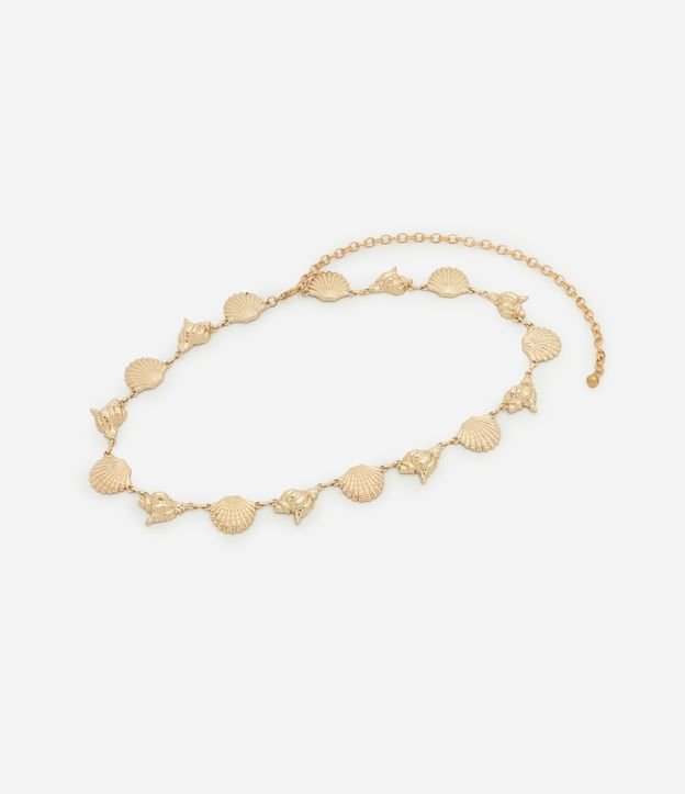 Cinto Estreito em Metal com Correntes e Pingentes de Conchas Boho Romântico