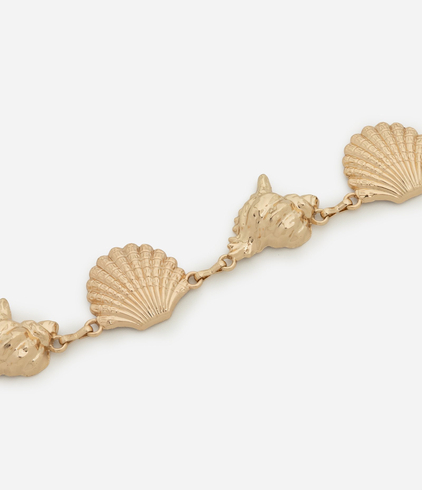 Cinto Estreito em Metal com Correntes e Pingentes de Conchas Boho Romântico Dourado 2