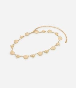 Cinto Estreito em Metal com Correntes e Pingentes de Conchas Boho Romântico