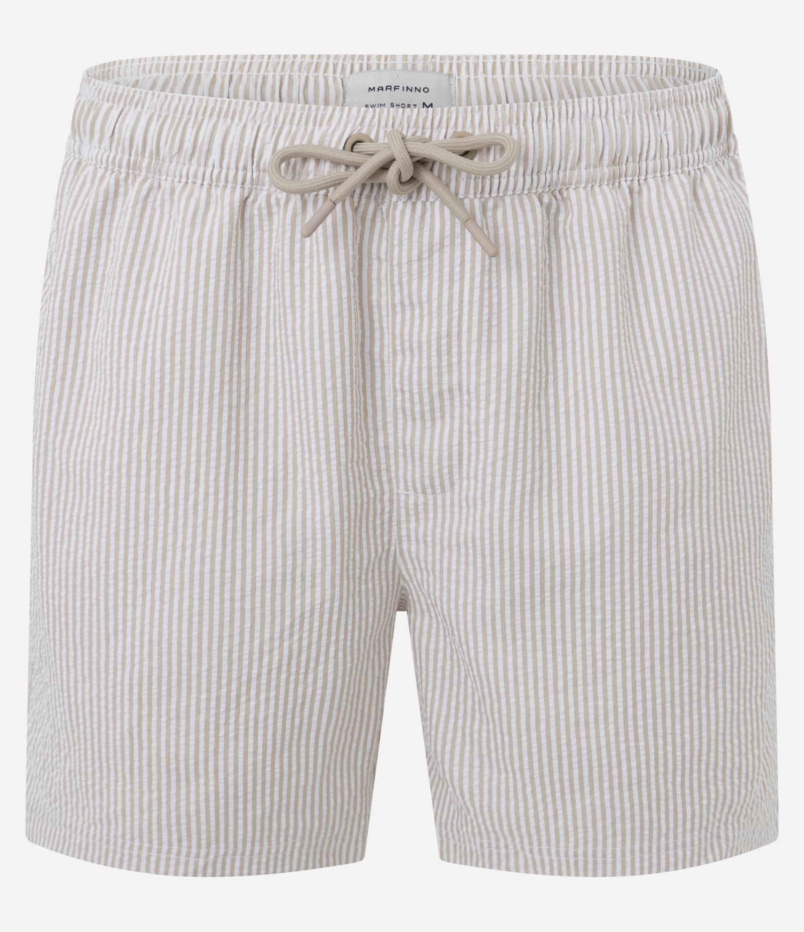 Bermuda de Praia Listrada em Microfibra com Textura Anarruga Marrom 5