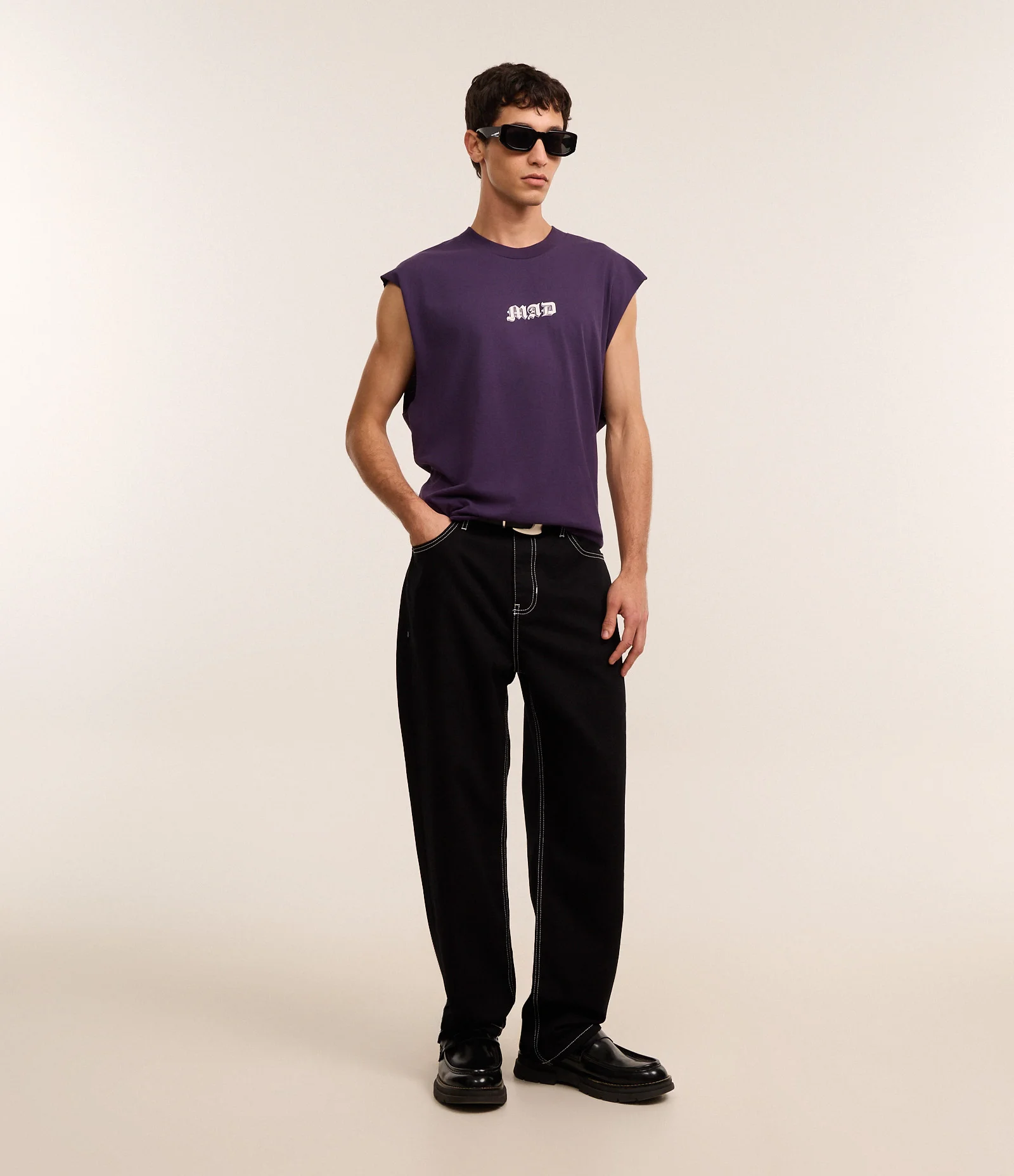 Regata Boxy em Algodão com Estampa Lettering Roxo 2