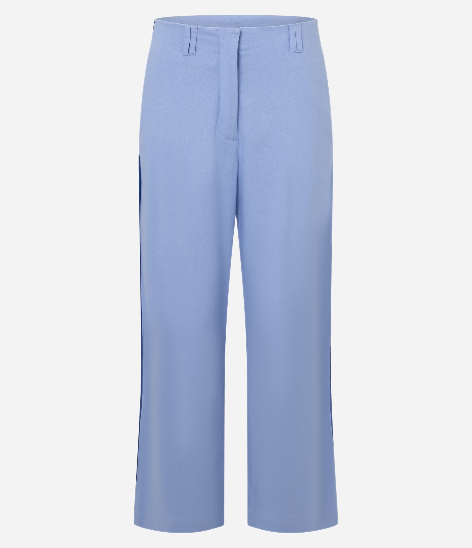 Calça Wide Leg Cintura Alta em Viscolinho com Listra Lateral Azul 7