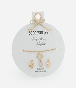 Pulseira Ajustável com Pingentes em Madrepérola