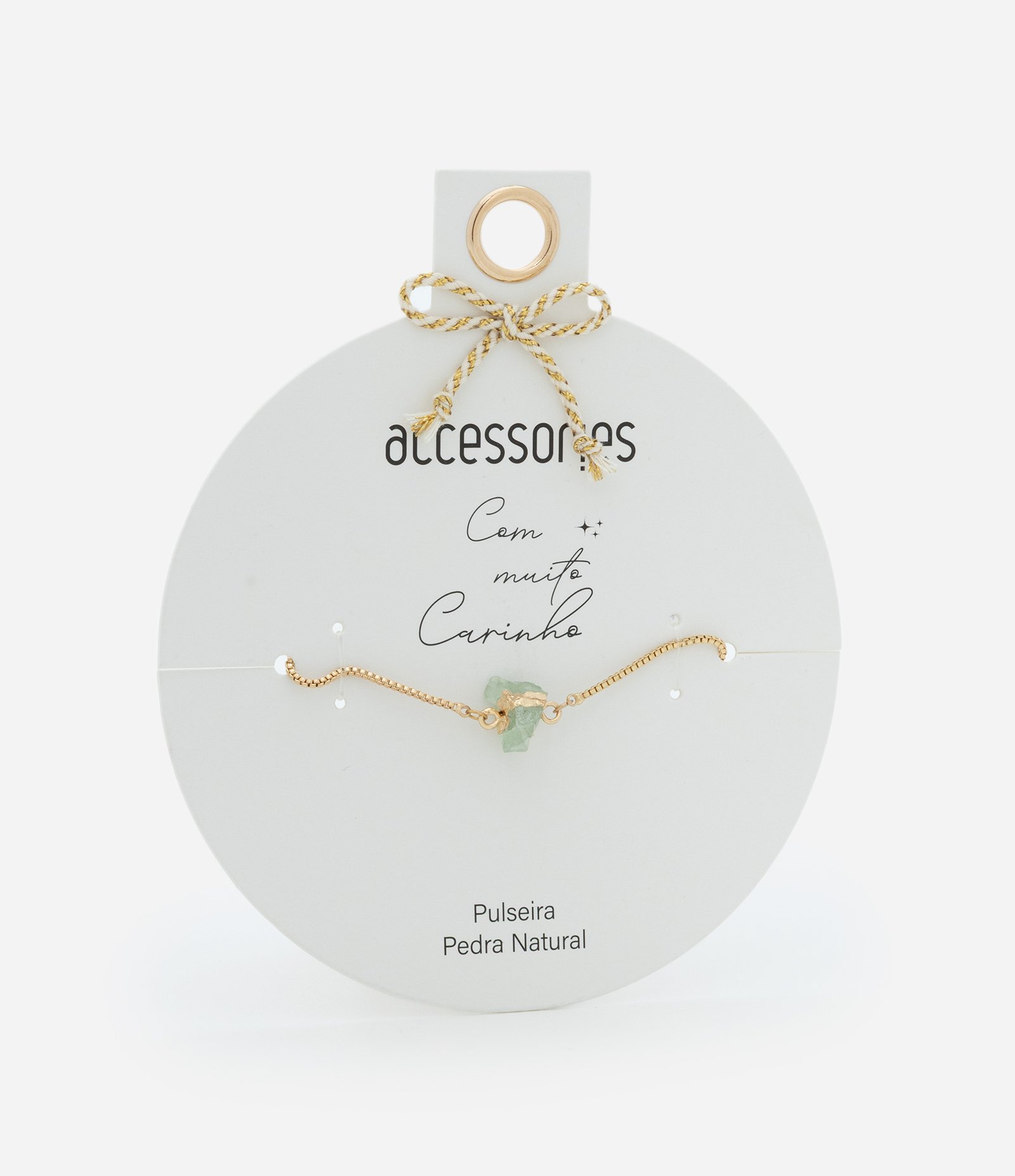 Pulseira Ajustável com Pingente Pedra Natural Dourado 1