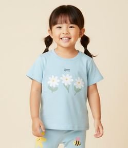 Blusa Infantil com Estampa de Margaridas - Tam 1 a 6 Anos