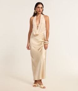 Saia New Midi em Cetim com Fenda