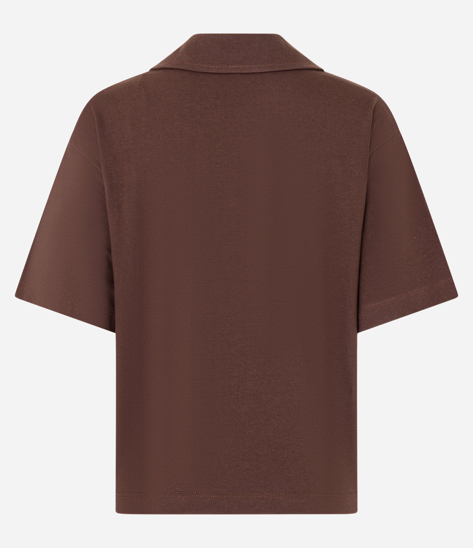 Blusa em Algodão com Gola Polo e Manga Curta Marrom 6