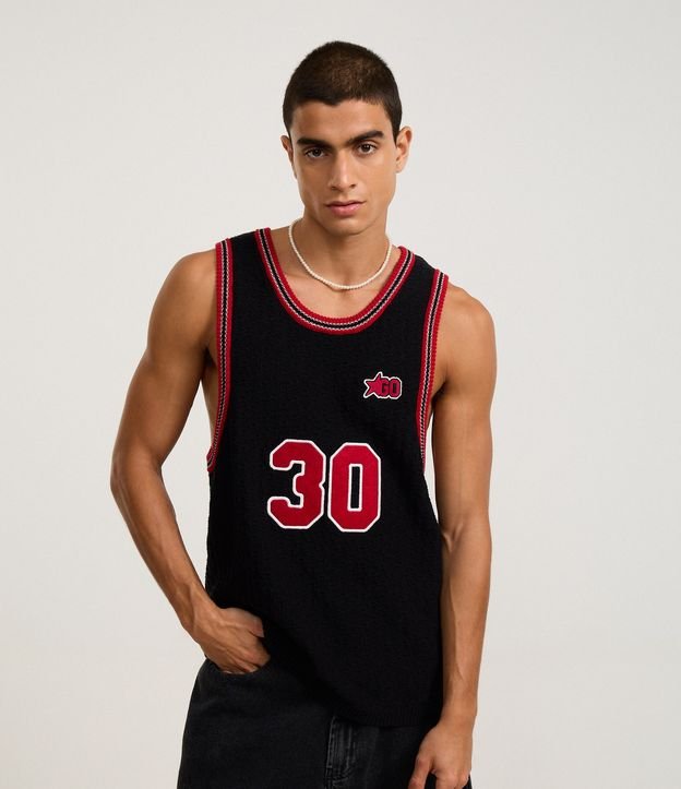 Regata Sportcore em Tricô com Número 30 e Viés Contrastante