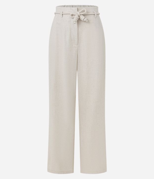 Calça Pantalona em Viscolinho com Cinto Corda