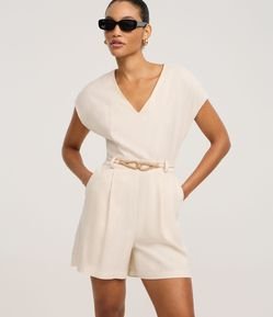 Macaquinho em Viscolinho com Cinto Corda e Pregas