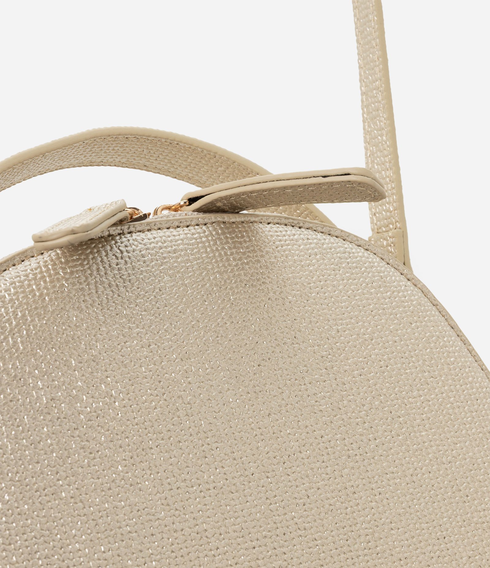 Bolsa Câmera Bag Transversal Pequena com Textura Bege/Dourado 4