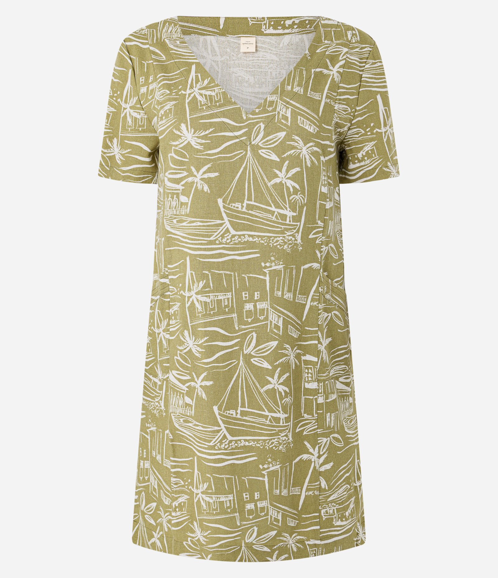 Vestido T-Shirt em Viscolinho com Estampa Paisagem Tropical Verde 5