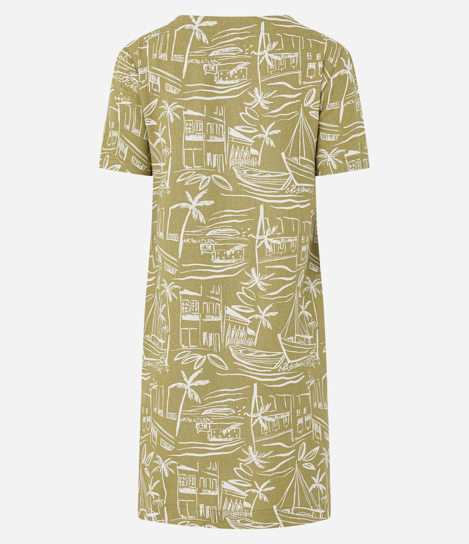 Vestido T-Shirt em Viscolinho com Estampa Paisagem Tropical Verde 6