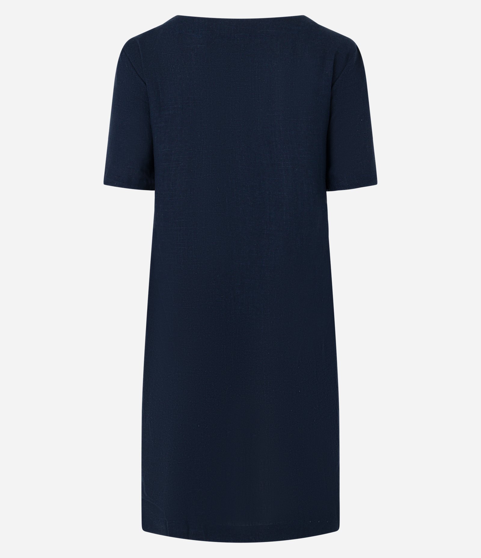 Vestido T-Shirt em Viscolinho com Decote V Azul Marinho 4