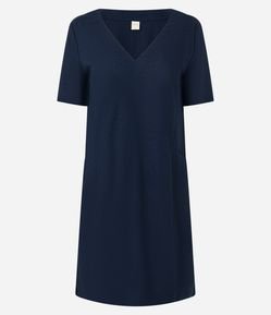 Vestido T-Shirt em Viscolinho com Decote V