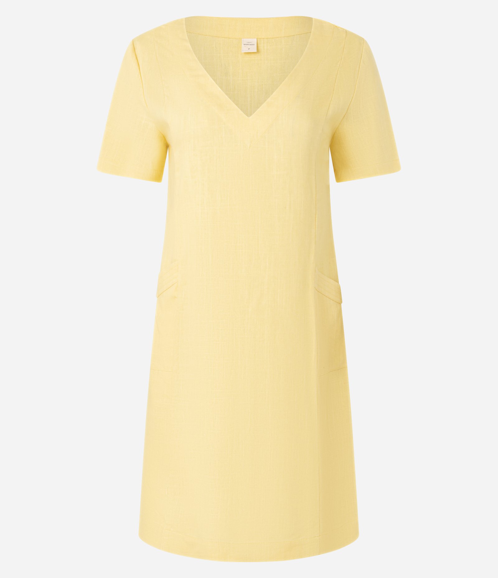 Vestido T-Shirt em Viscolinho com Decote V Amarelo 5