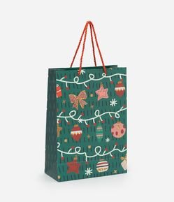 Embalagem de Presente Pequena com Estampa de Enfeites de Natal