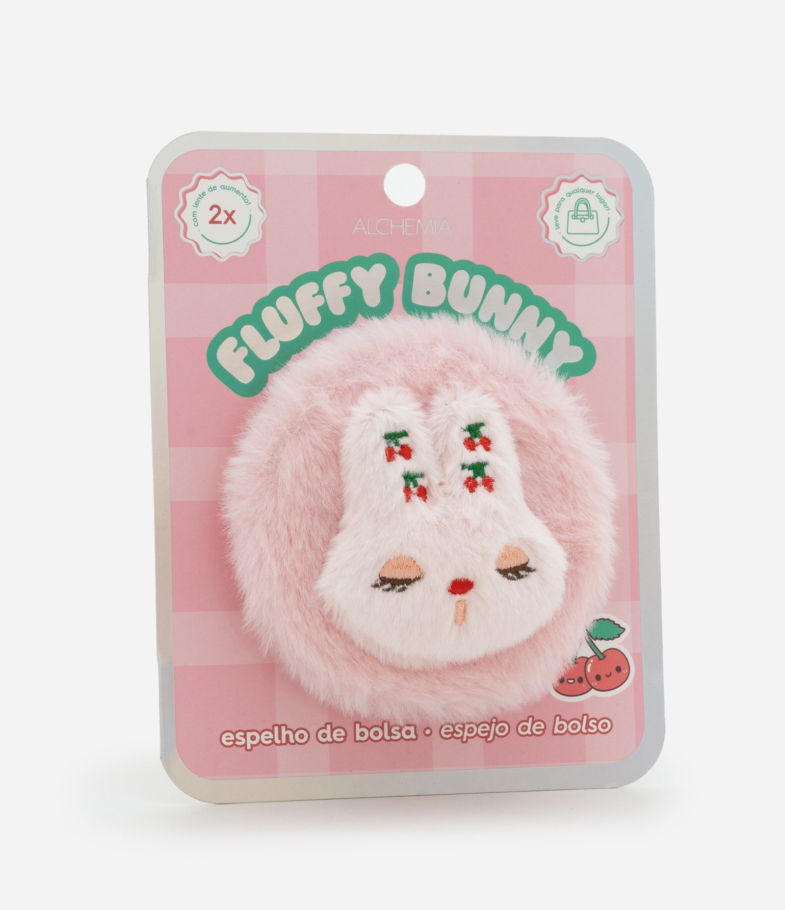 Espelho de Mão com Pelúcia Alchemia Rosa 3