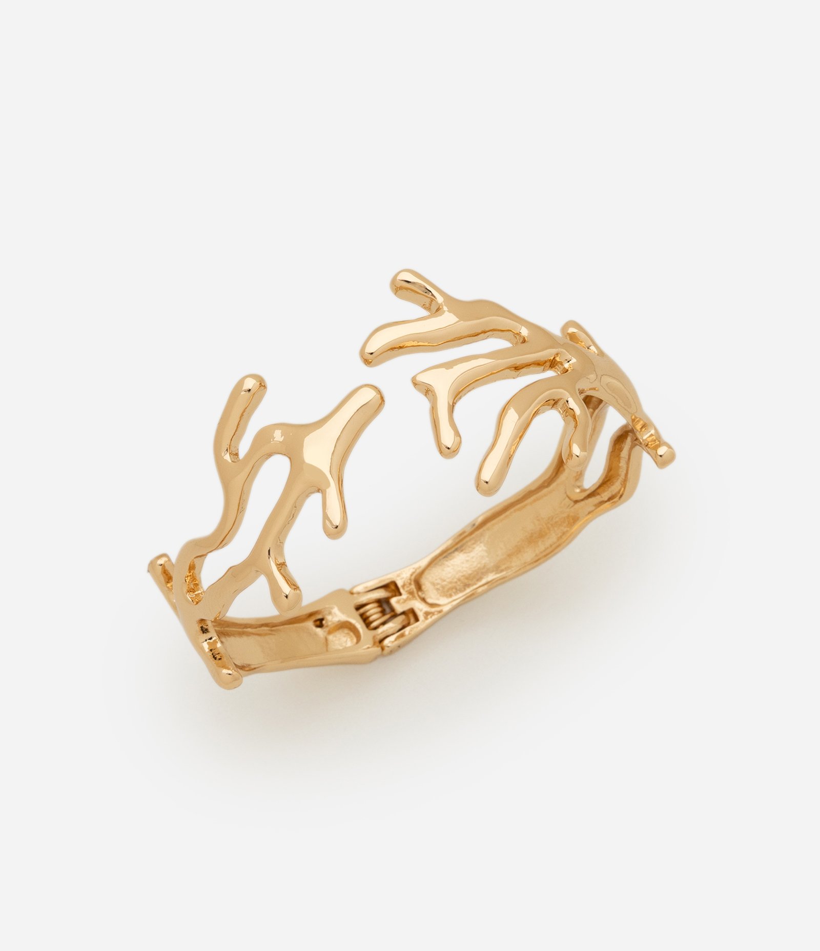 Bracelete com Mola em Formato de Coral Dourado 2