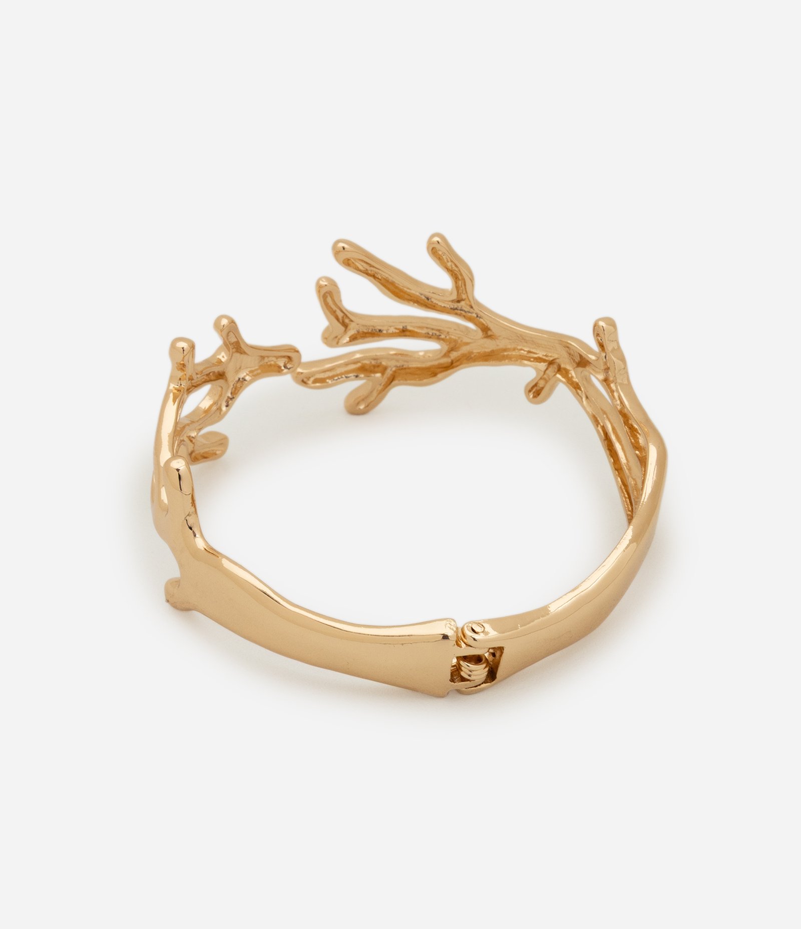 Bracelete com Mola em Formato de Coral Dourado 3