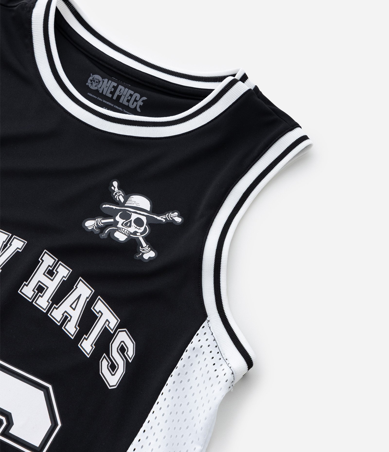 Regata Basquete Infantil em Microfibra com Estampa Straw Hats One Piece - Tam 5 a 14 anos Preto 5