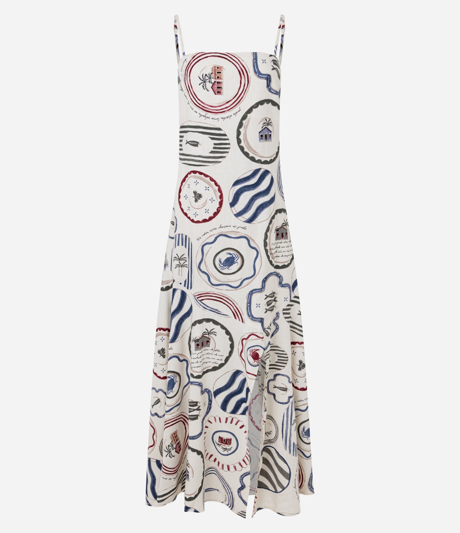 Vestido Evasê Midi em Viscolinho com Estampa Tropical Costeira Multicores 5