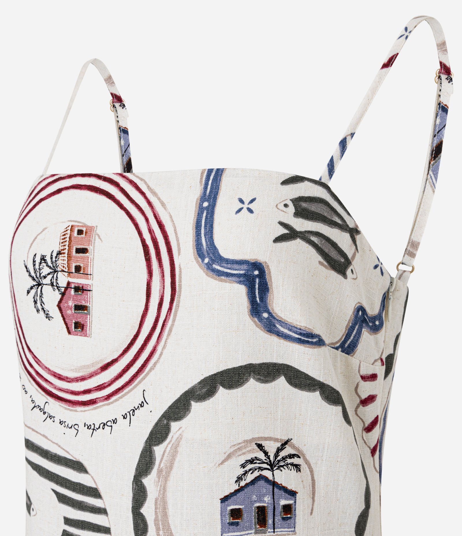 Vestido Evasê Midi em Viscolinho com Estampa Tropical Costeira Multicores 6