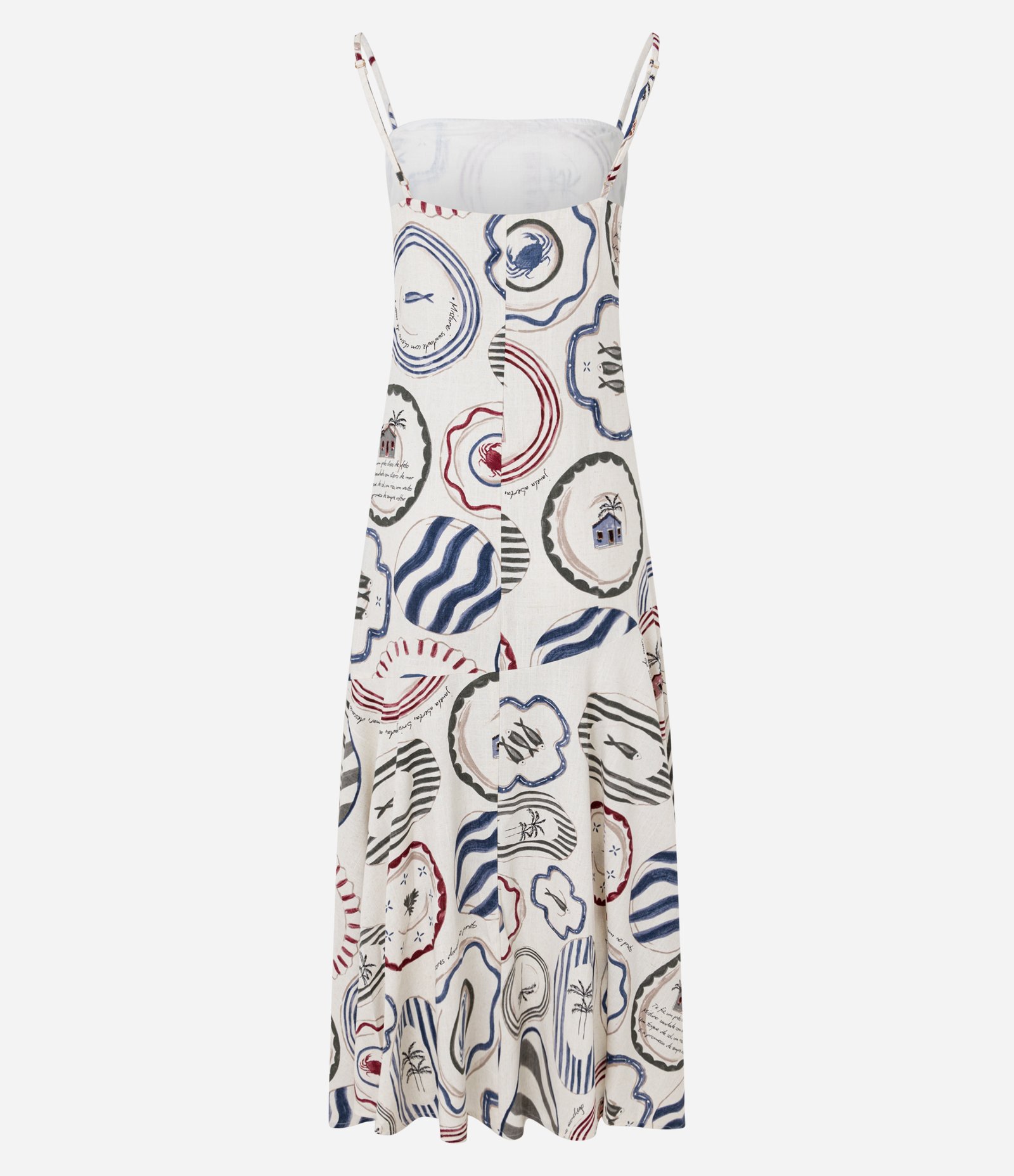 Vestido Evasê Midi em Viscolinho com Estampa Tropical Costeira Multicores 7