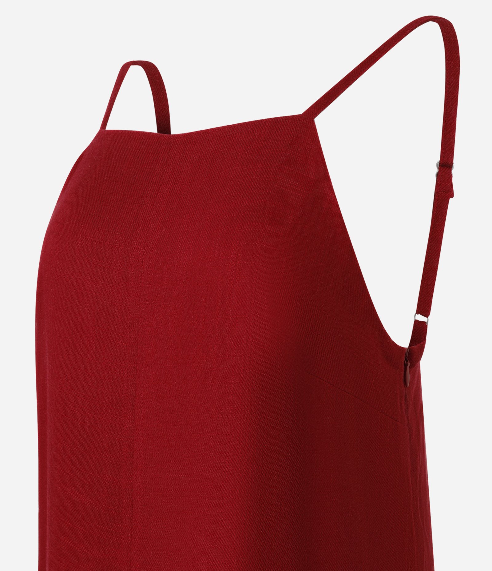 Vestido Reto Midi em Viscolinho com Decote Halter Bordô 7