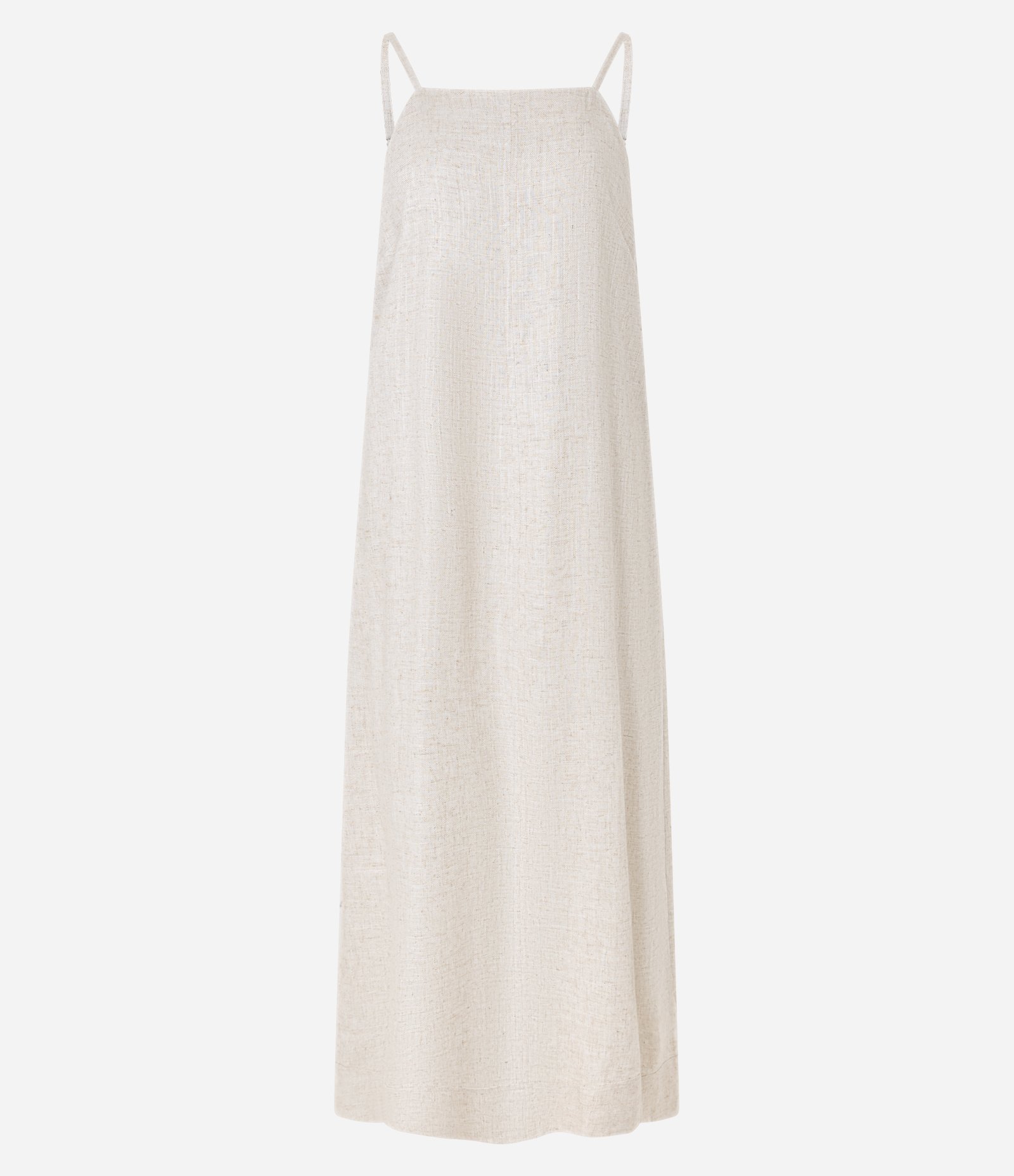 Vestido Reto Midi em Viscolinho com Decote Halter Bege 1