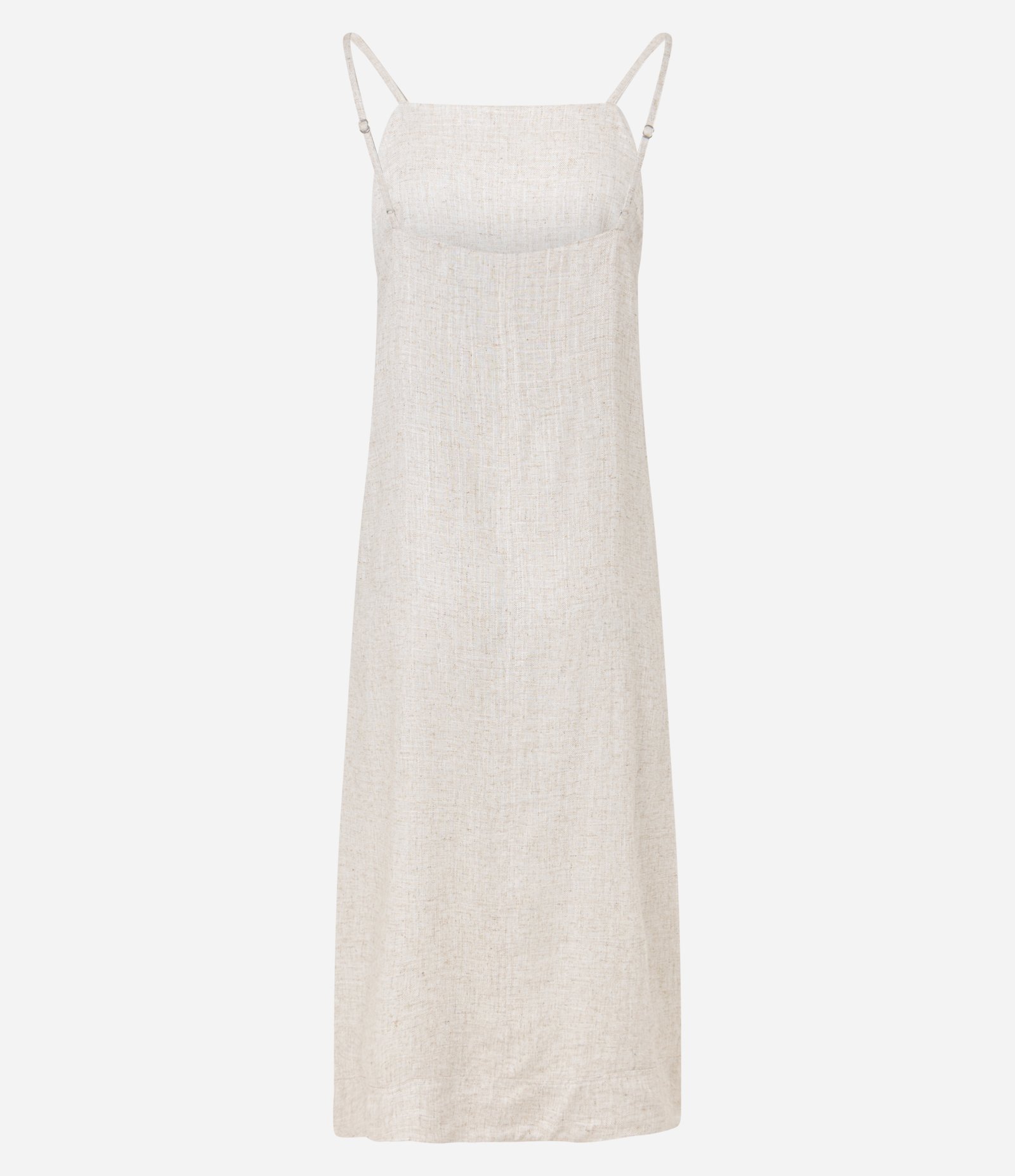 Vestido Reto Midi em Viscolinho com Decote Halter Bege 4