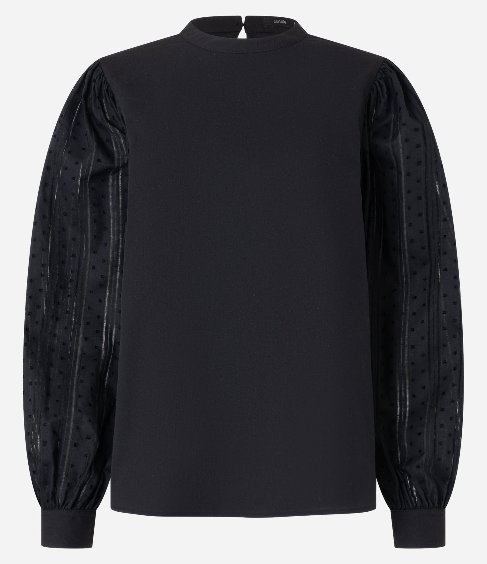 Blusa em Tricoline Texturizada com Botões nos Punhos Preto 5