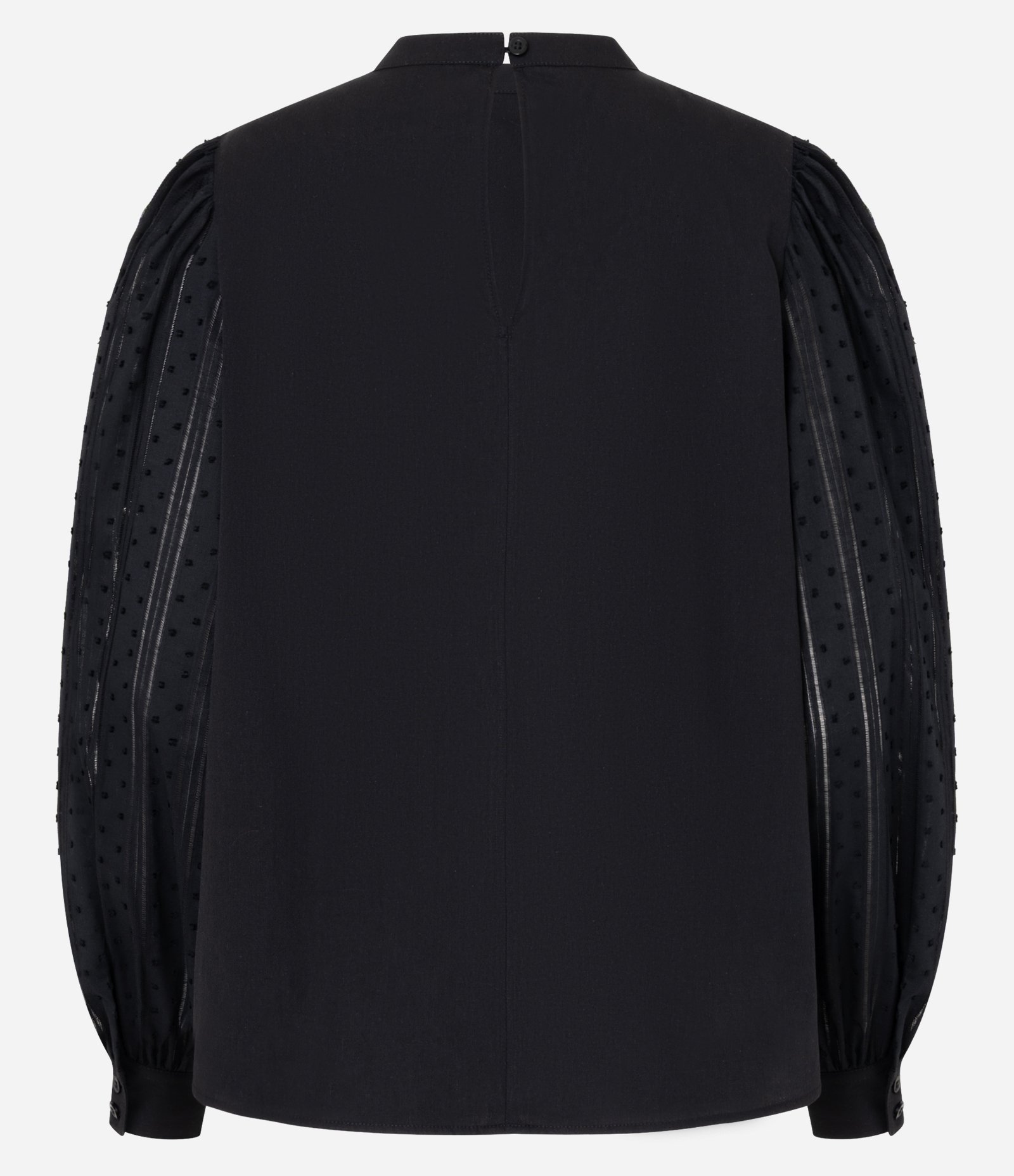 Blusa em Tricoline Texturizada com Botões nos Punhos Preto 7