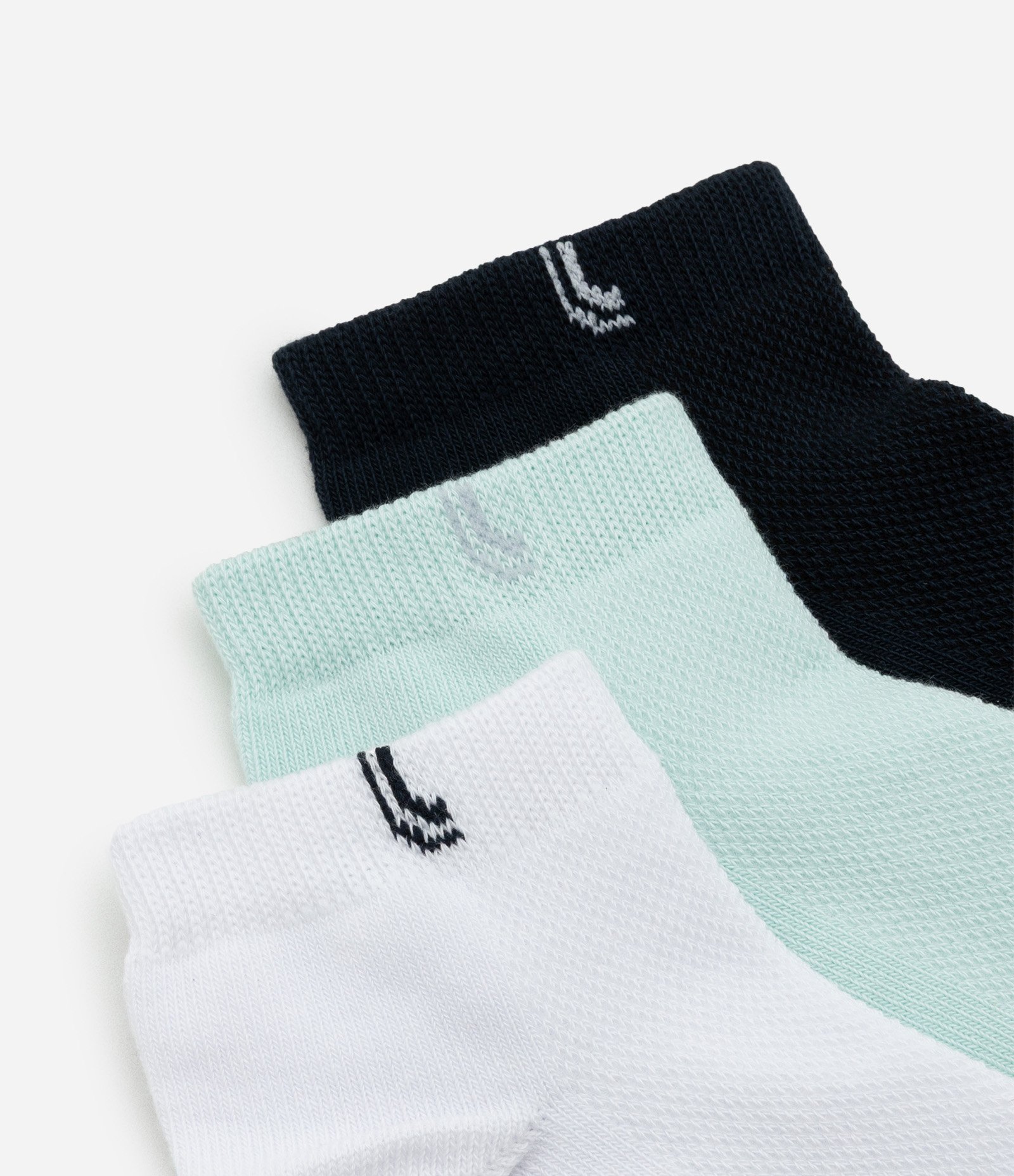 Kit 03 Meias Cano Baixo Esportivas em Algodão Lupo Branco/Verde/Preto 4