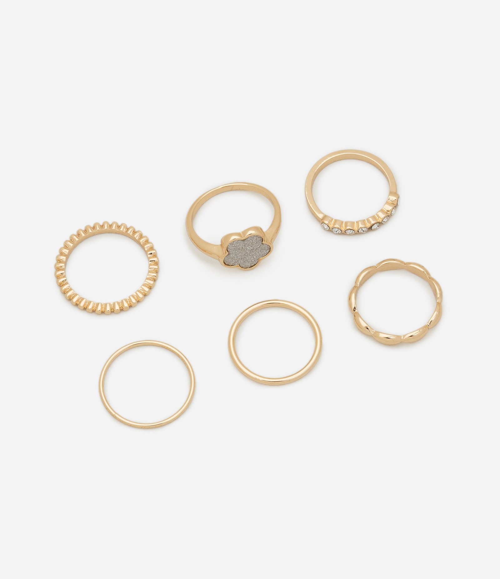 Kit 06 Anéis Diversos Dourado 1